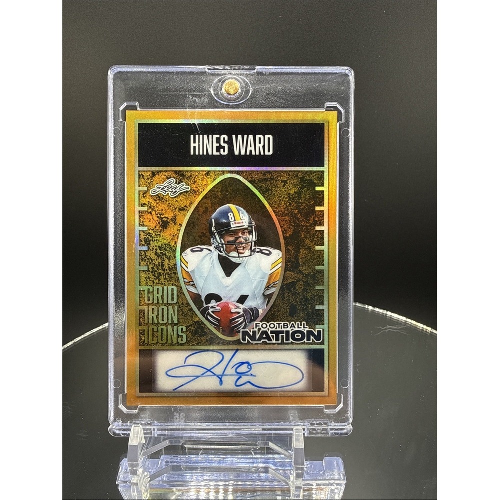 2025 Leaf Hines Ward 1/1 True Gold Football Nation Gridiron Icons Auto #GA-HW1